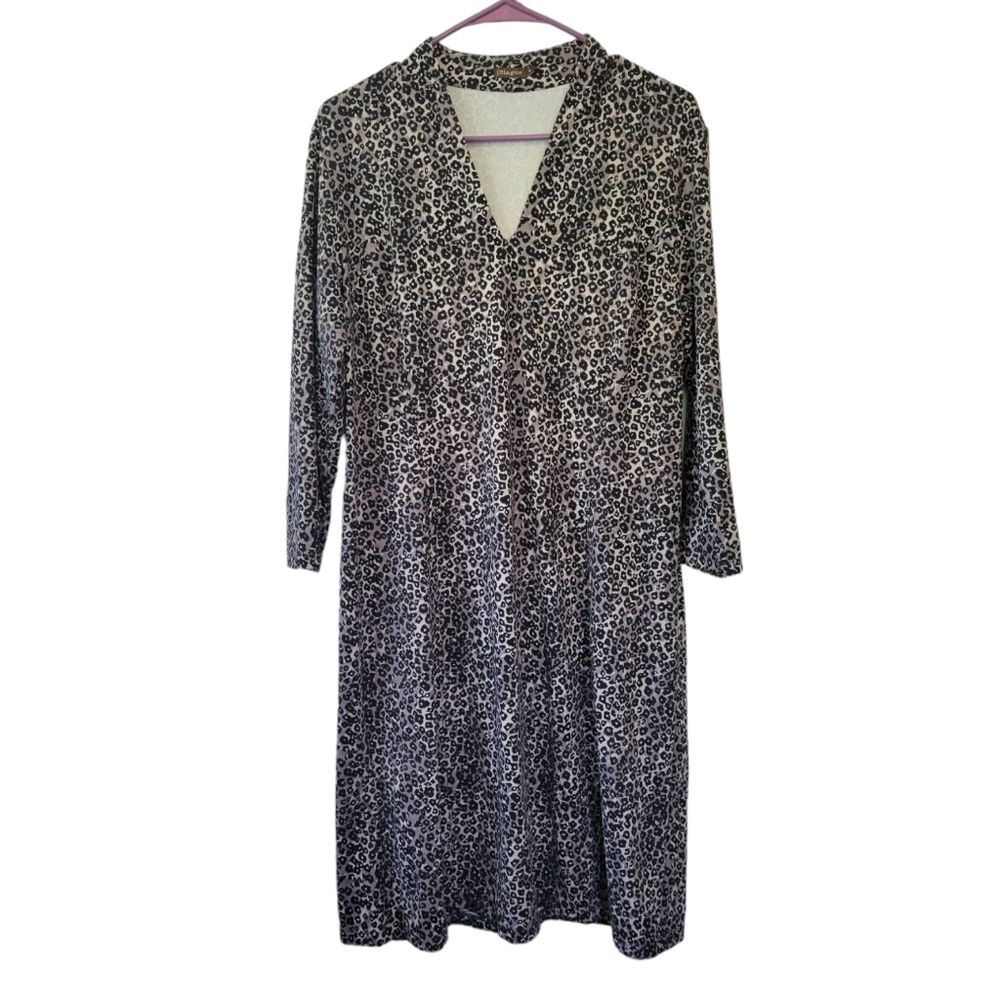J. McLaughlin Catalina Cloth Ivana Sheath Dress Leopard Print Size XL